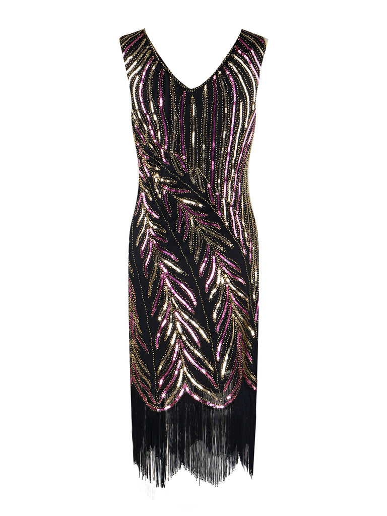 1920s Sequined Tassels Flapper Dress, classic 1920s style elegant retro fashion - Image 13