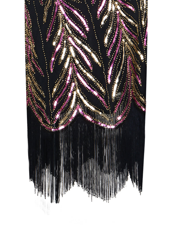1920s Sequined Tassels Flapper Dress, classic 1920s style elegant retro fashion - Image 15