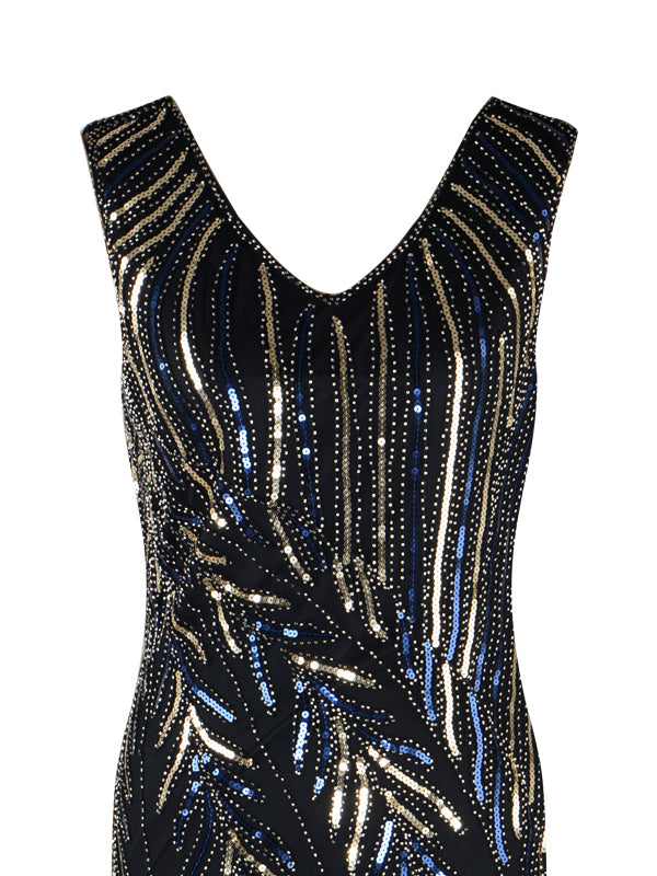 1920s Sequined Tassels Flapper Dress, classic 1920s style elegant retro fashion - Image 4