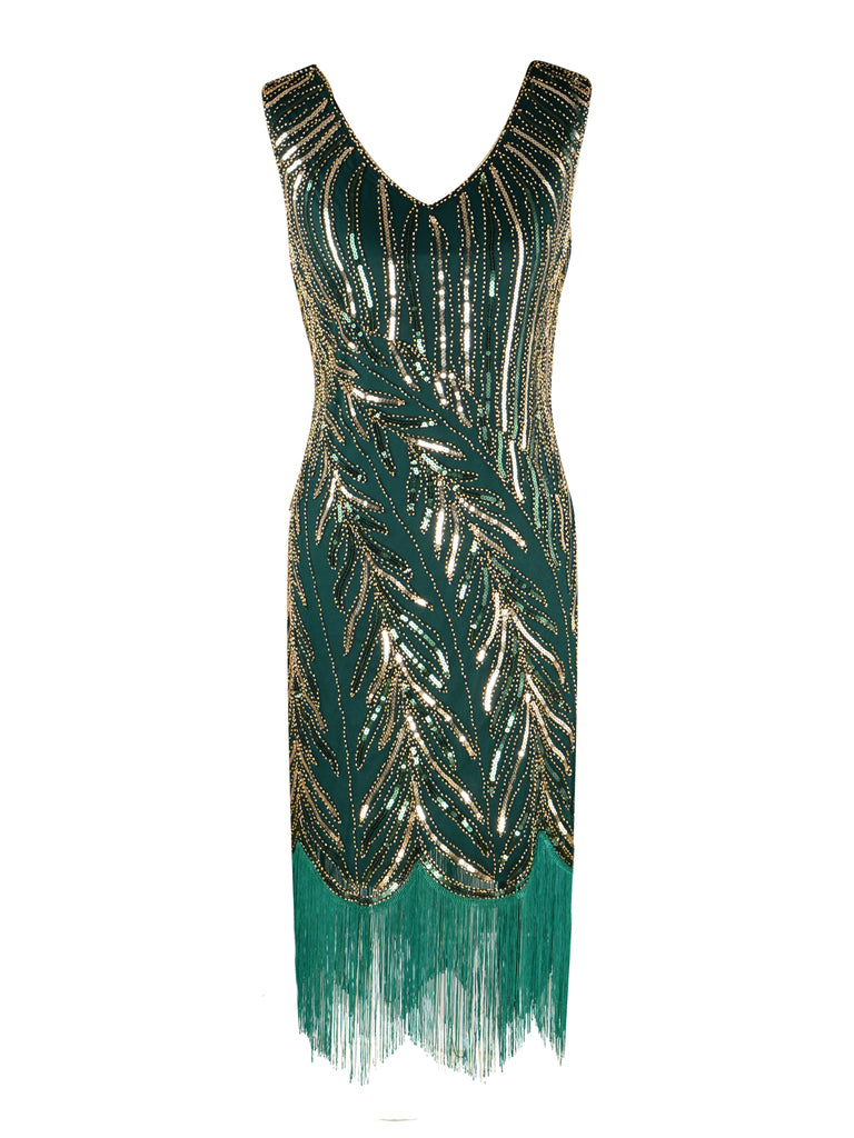 1920s Sequined Tassels Flapper Dress, classic 1920s style elegant retro fashion - Image 7