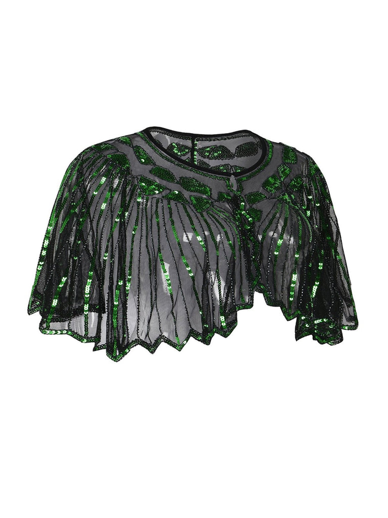 1920s Shawl Beaded Sequin Flapper Cape, classic 1920s style elegant retro fashion - Image 2