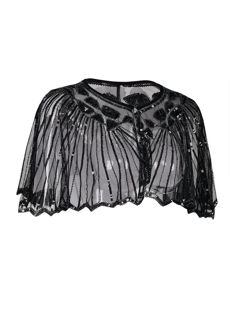 1920s Shawl Beaded Sequin Flapper Cape, vintage outerwear, retro jacket - perfect for women who love vintage and retro fashion