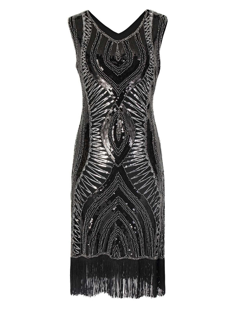 [US Warehouse] Silver 1920s Fringe Flapper Dress – Retro Stage - Chic ...