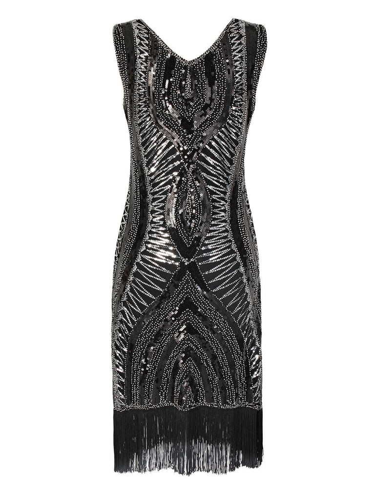 [US Warehouse] Silver 1920s Fringe Flapper Dress