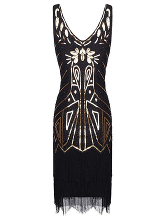 1920sSequin Fringed Flapper Dress, classic vintage style elegant retro fashion - Image 1