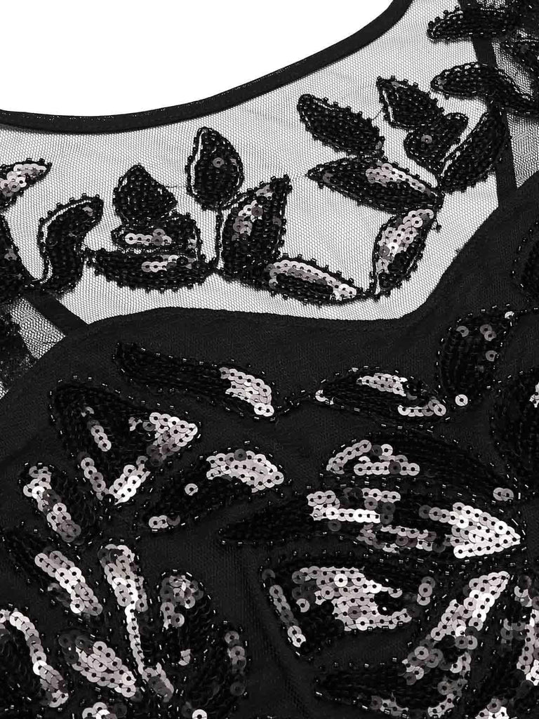 [US Warehouse] Black 1920s Sequin Maxi Flapper Dress