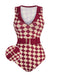 1930s Burgundy Diamond Lapel One-Piece Swimsuit: timeless style reimagined