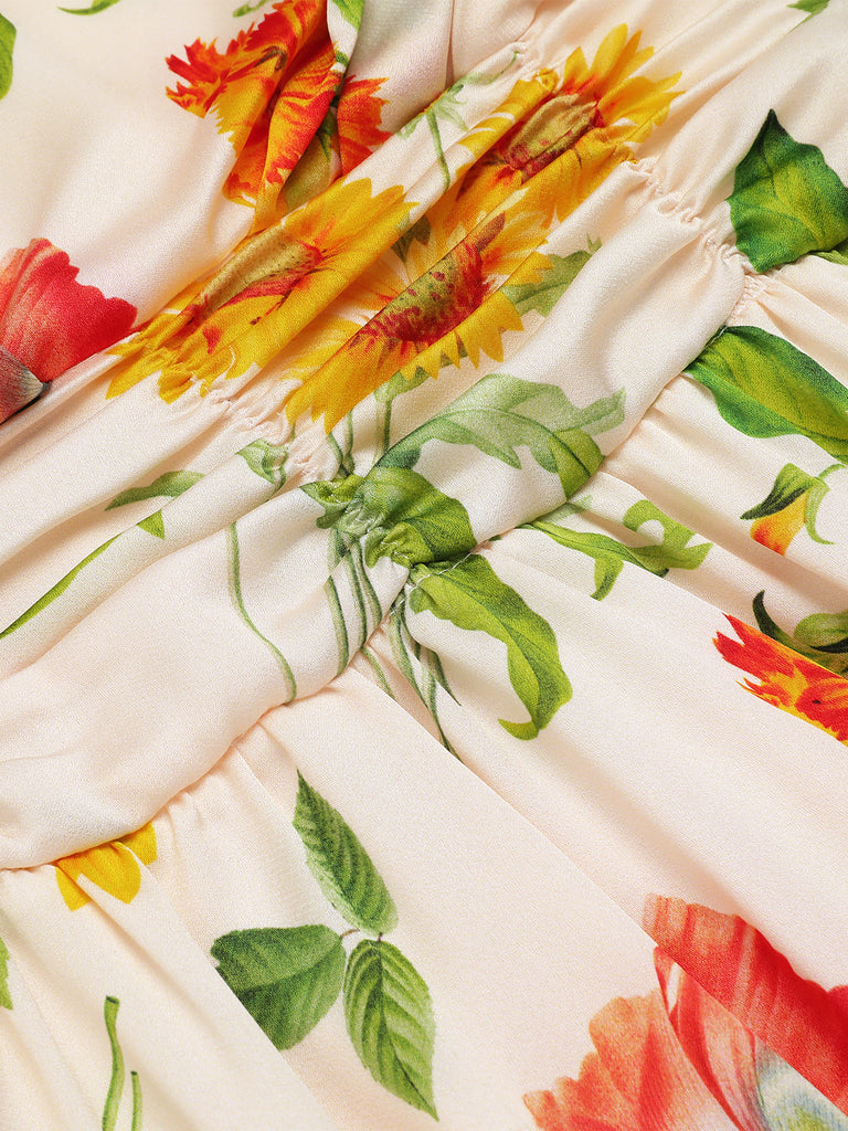1930s Flower Long Sleeves Swing Dress: timeless style reimagined