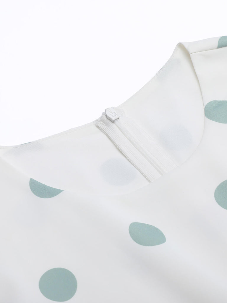 1930s Green White Splicing Polka Dot Jumpsuit — vintage elegance for the modern woman