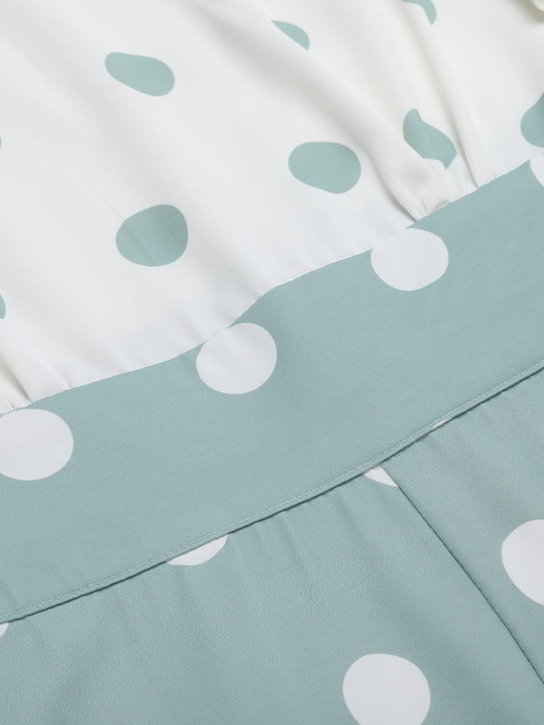 1930s Green White Splicing Polka Dot Jumpsuit: timeless style reimagined