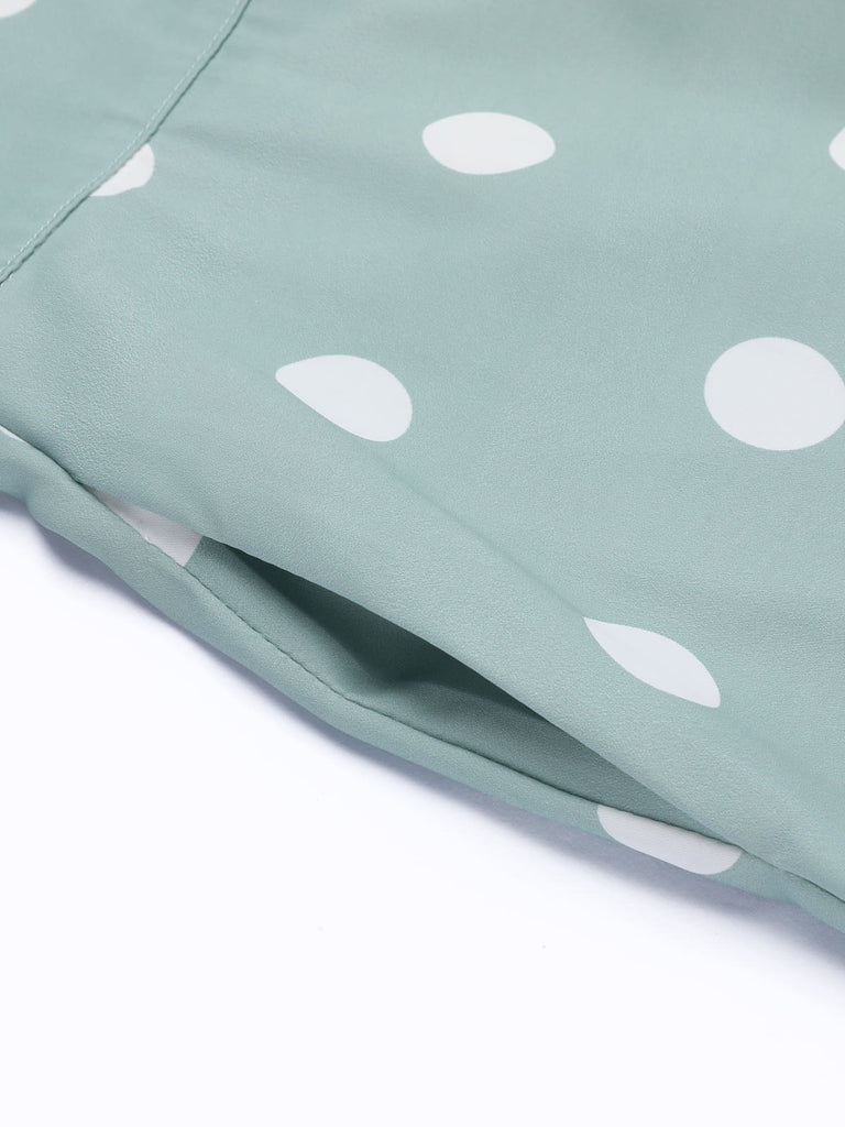 1930s Green White Splicing Polka Dot Jumpsuit — vintage elegance for the modern woman