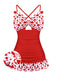 1930s Polka Dot Bowknot Patchwork Swimsuit: timeless style reimagined