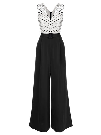 1930s Polka Dot Patchwork Belt Jumpsuit: timeless style reimagined