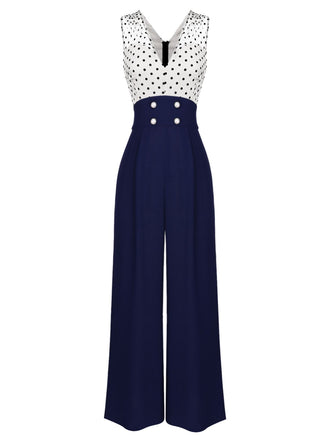 1930s Polka Dot Patchwork Button Jumpsuit: timeless style reimagined