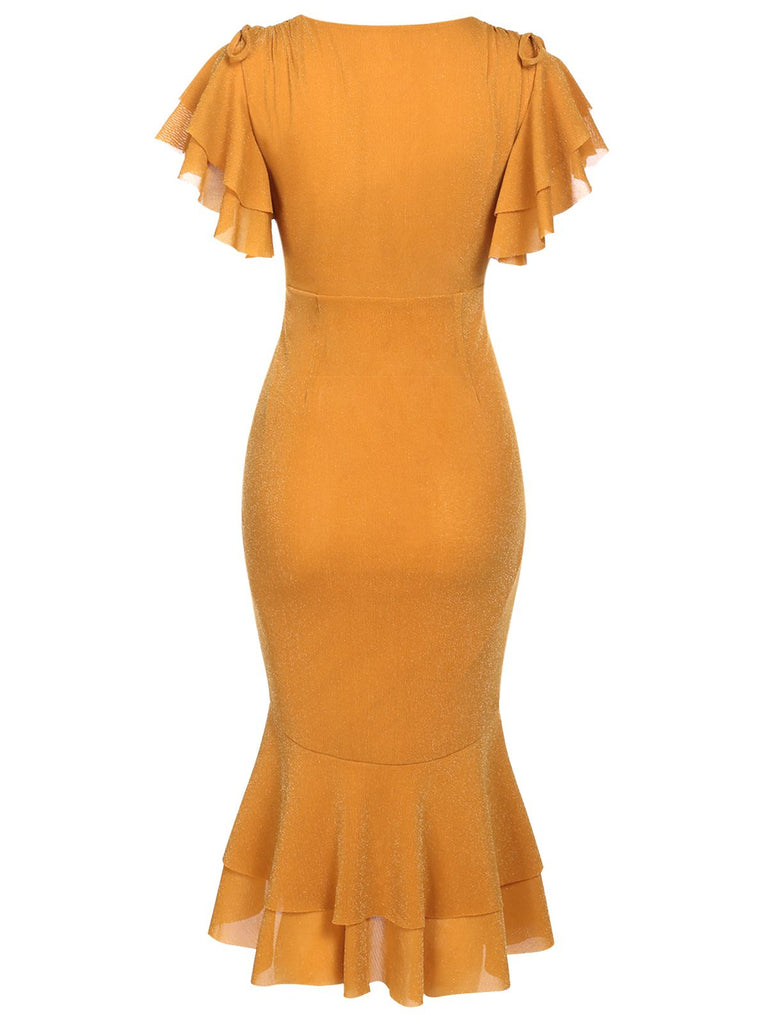 Fabric texture: 1930s 1930s Ruffle Lace-up Fishtai