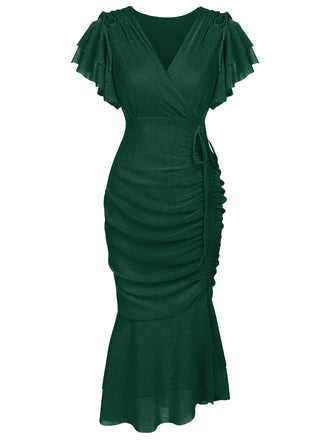 1930s Ruffle Lace-up Fishtail Dress: timeless style reimagined