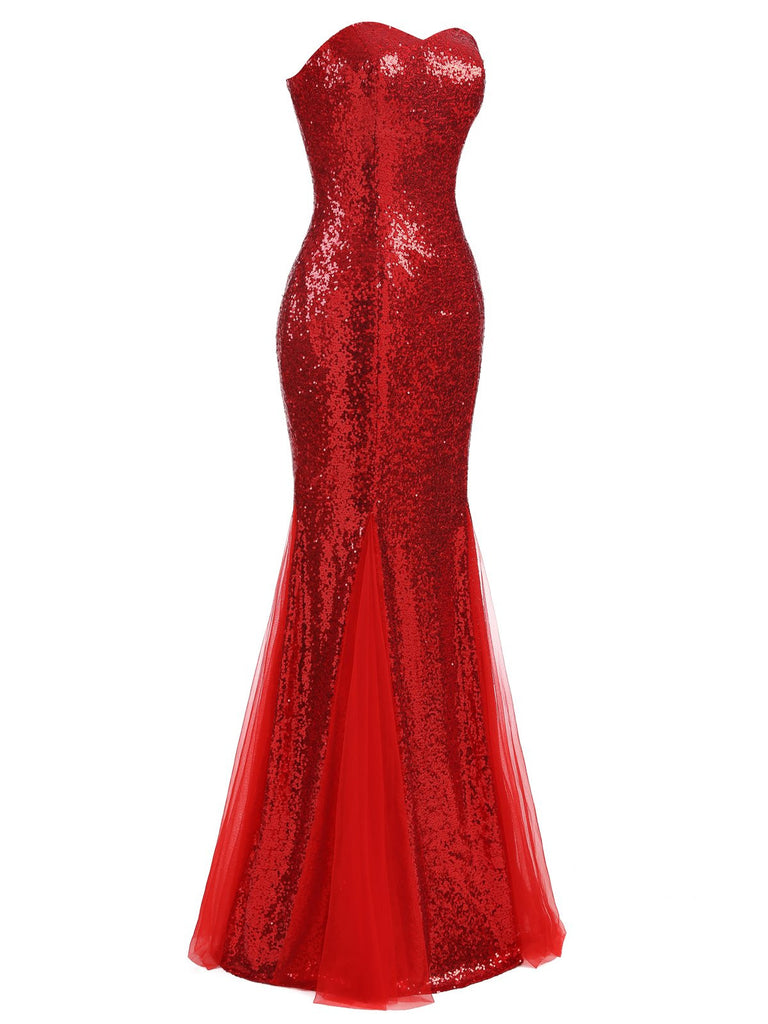 Floor Length Red Sequin Trumpet Formal Dress Gala Wedding Guest Gown Floor Length Red Sequin Trumpet Formal Dress Gala Wedding Guest Gown