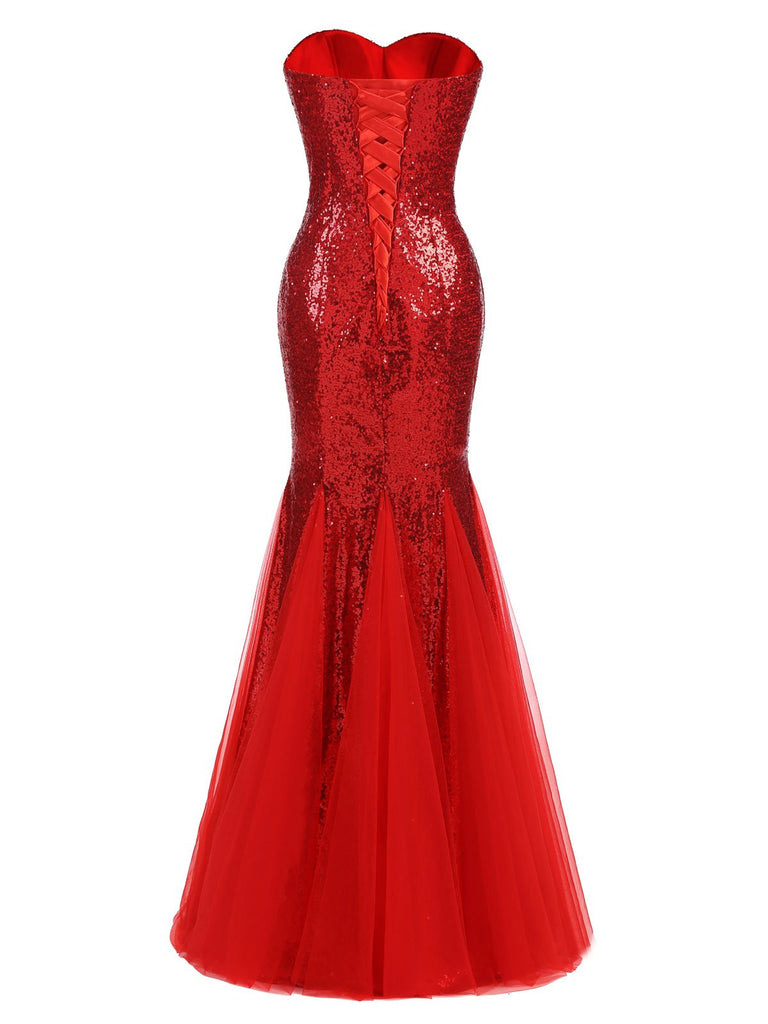 Floor Length Red Sequin Trumpet Formal Dress Gala Wedding Guest Gown Floor Length Red Sequin Trumpet Formal Dress Gala Wedding Guest Gown