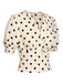Beige 1940s Dots Bowknot V-Neck Blouse, vintage top, retro blouse - perfect for women who love vintage and retro fashion