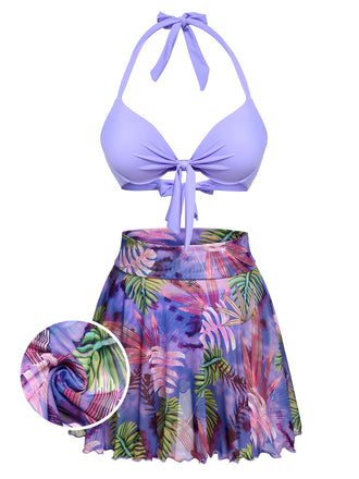 1940s Flowers Lace-Up Halter Swimsuit: timeless style reimagined