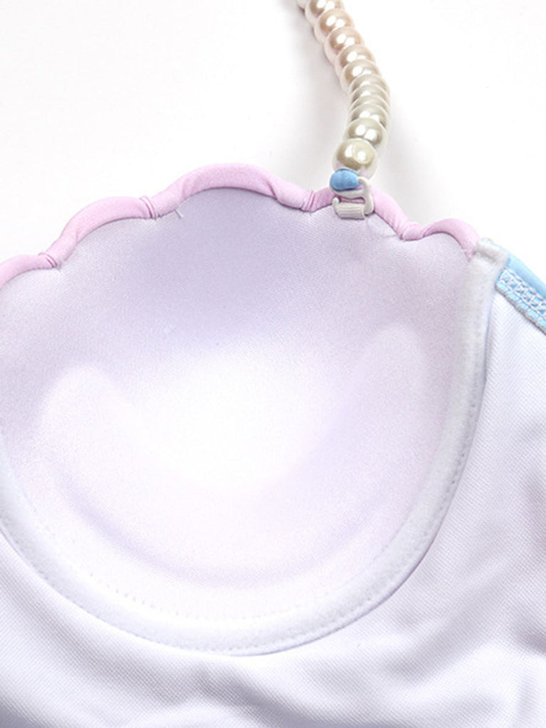 1940s Gradient Pink Shell Pearl Bikini Set — vintage elegance for the modern woman