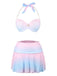 1940s Gradient Pink Shell Skirted Bikini Set - vintage skirt, retro style