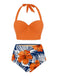 1940s Halter Flowers Pleated Bikini Set — vintage elegance for the modern woman