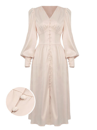 1940s Solid Silk Buttoned Tea | 1940s | vintage dress, retro fashion