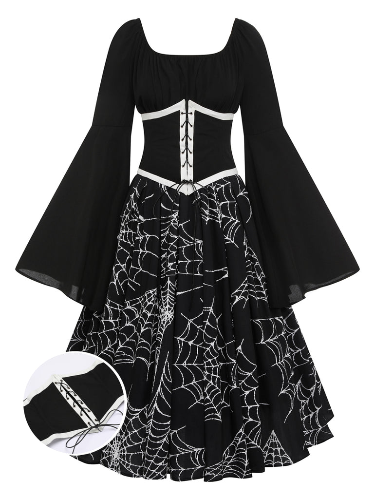 Halloween Gothic Spider Web Swing Dress