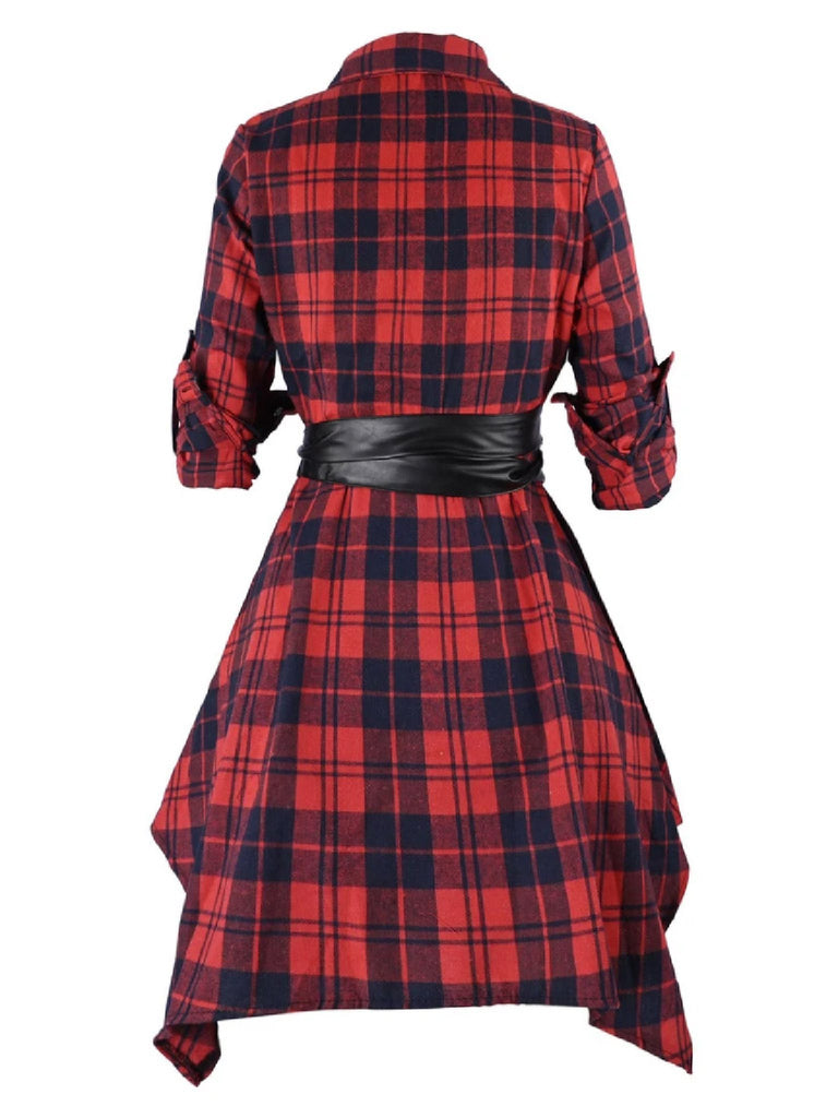 1950s 3/4 Sleeve Plaid Belt Dress: timeless style reimagined