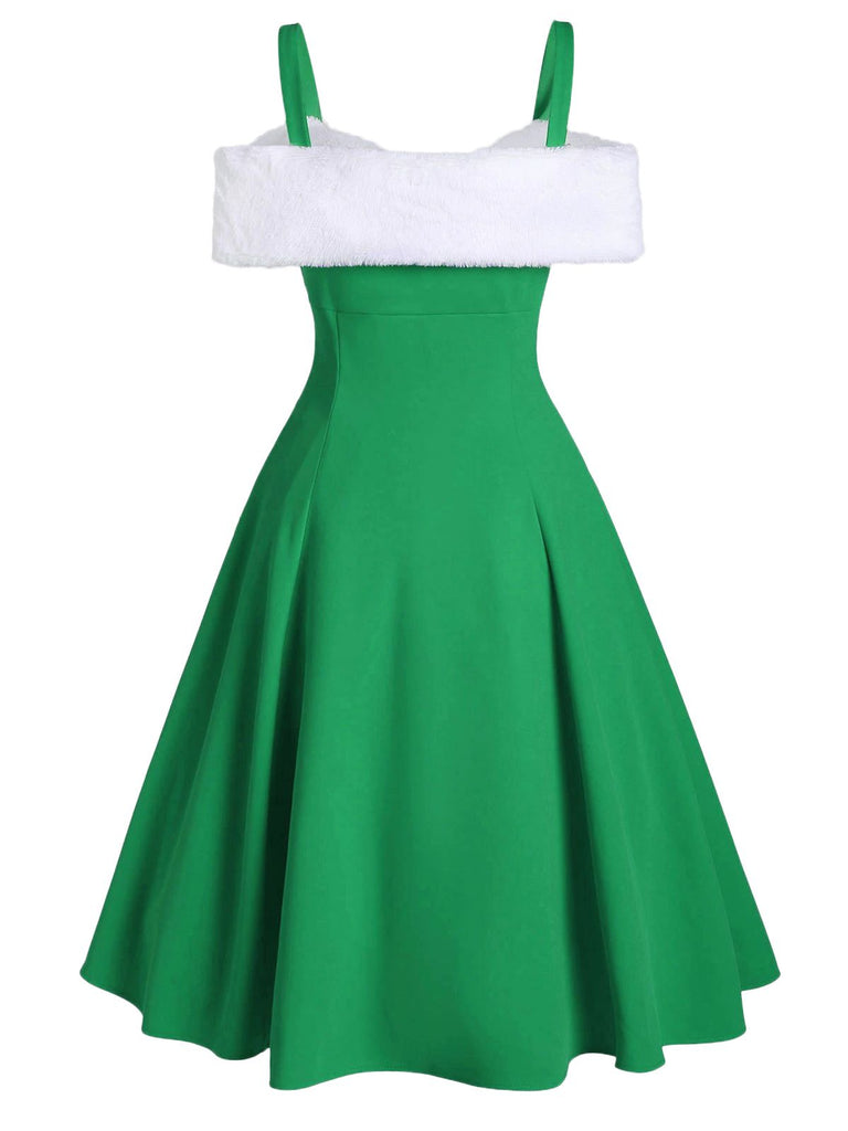 1950s Bow Cold Shoulder Swing Dress, classic 1950s style elegant retro fashion - Image 2