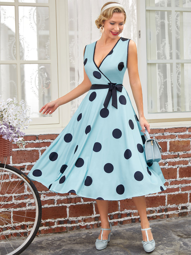 1950s Bow Polka Dot Swing Dress: timeless style reimagined