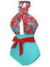 Back view: 1950s 1950s Bow Tie Floral Cross Straps