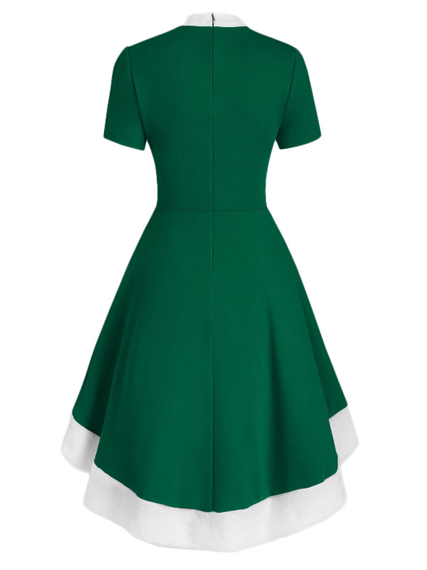 1950s Bowknot Collar Swing Dress, classic 1950s style elegant retro fashion - Image 2