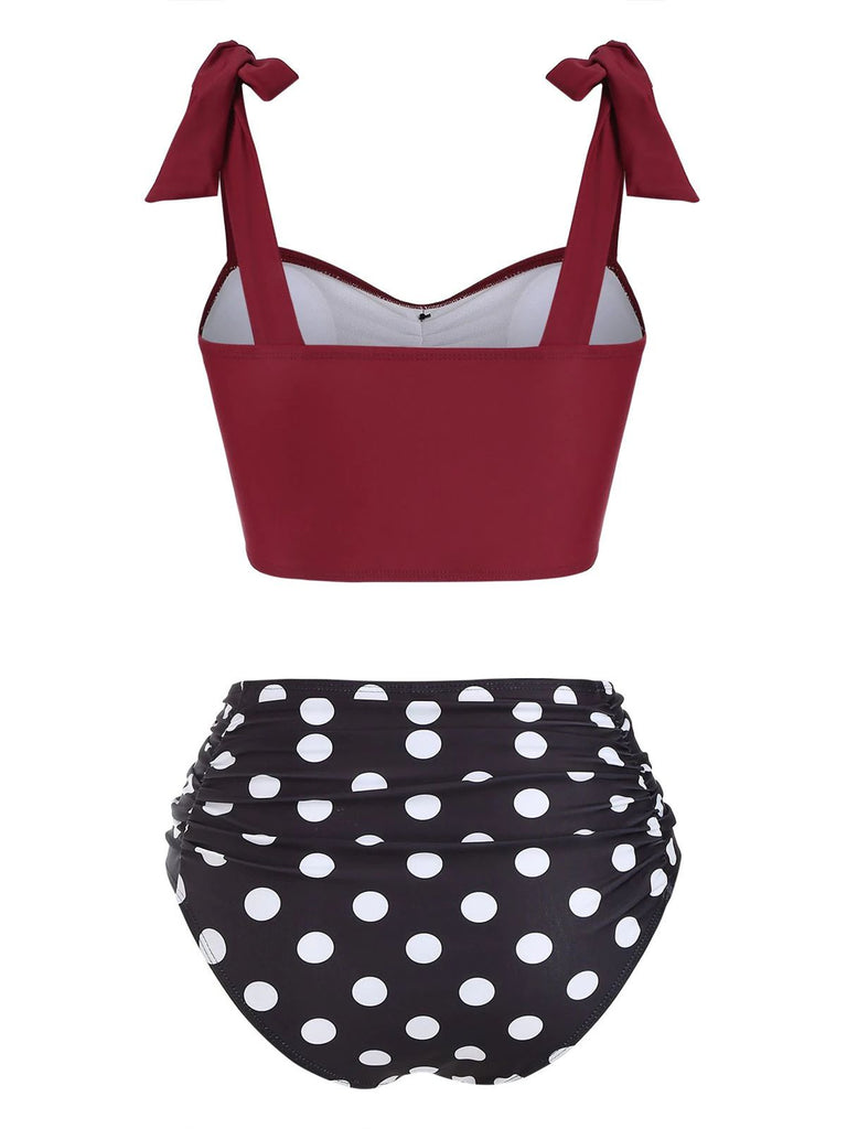 1950s Bowknot Spaghetti Strap Button Bikini — vintage elegance for the modern woman