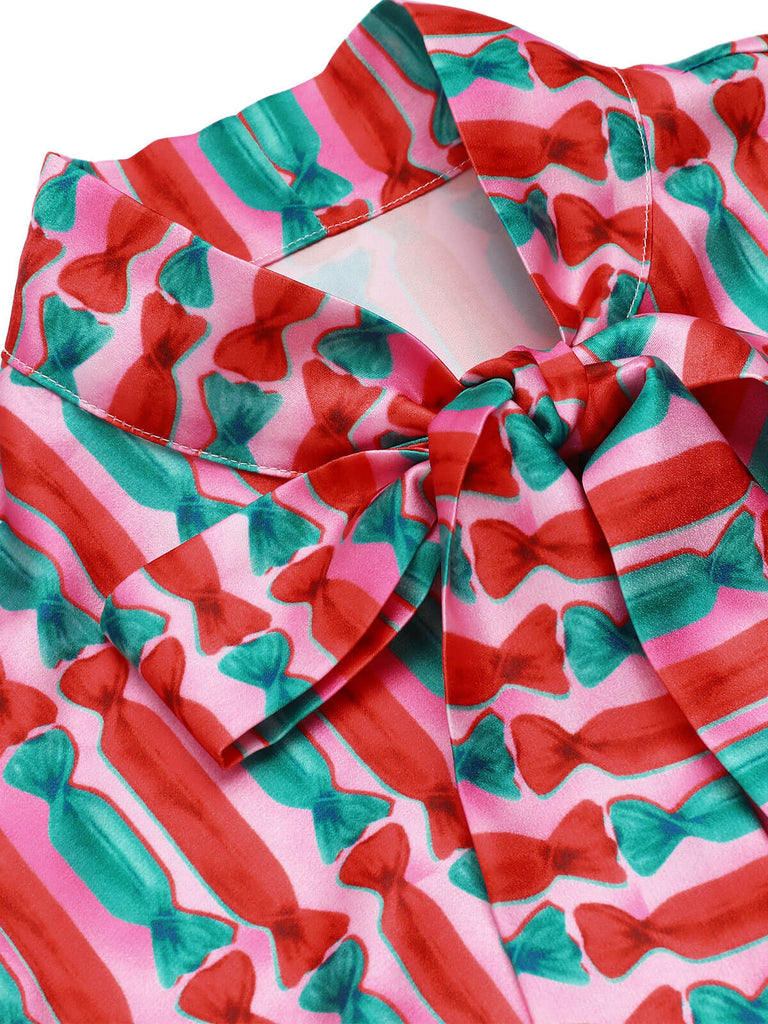1950s Candy Tie-Up Collar Buttons Blouse: timeless style reimagined