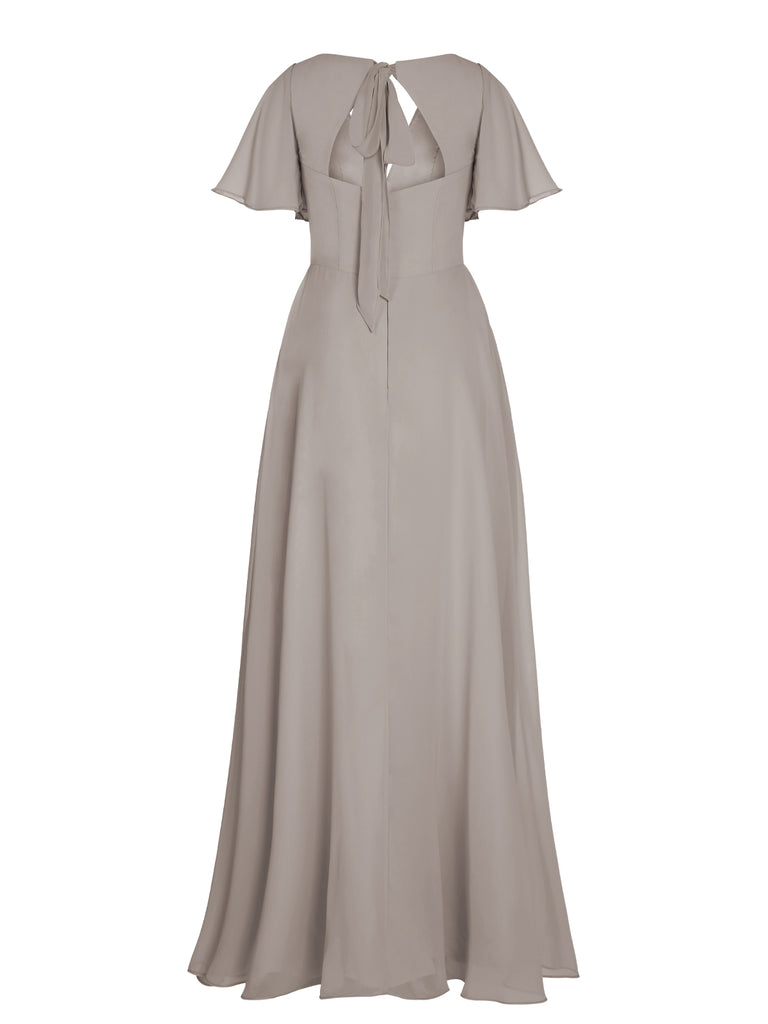 1950s Chiffon V-Neck Solid Vintage Dress — vintage elegance for the modern woman