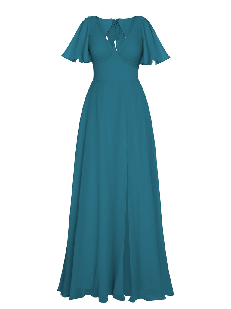 1950s Chiffon V-Neck Solid Vintage Dress: timeless style reimagined
