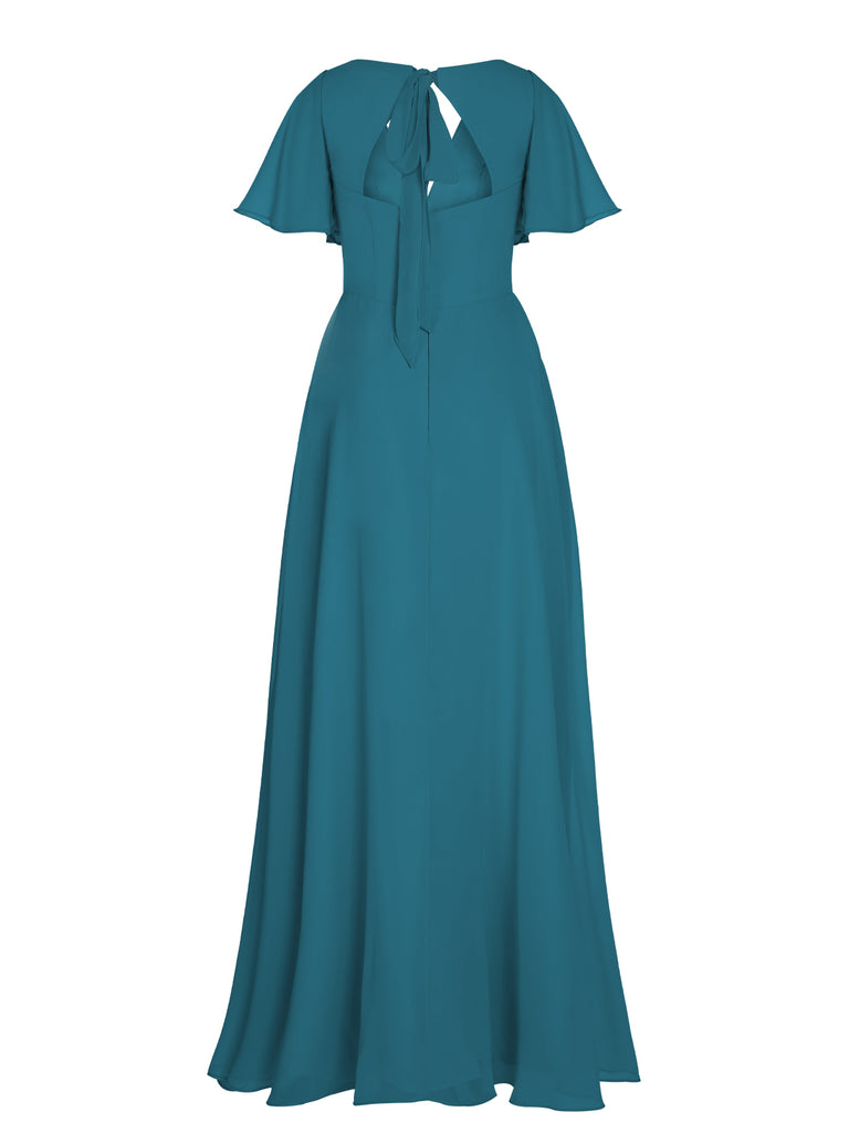1950s Chiffon V-Neck Solid Vintage Dress — vintage elegance for the modern woman