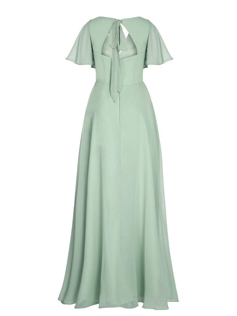 1950s Chiffon V-Neck Solid Vintage Dress — vintage elegance for the modern woman