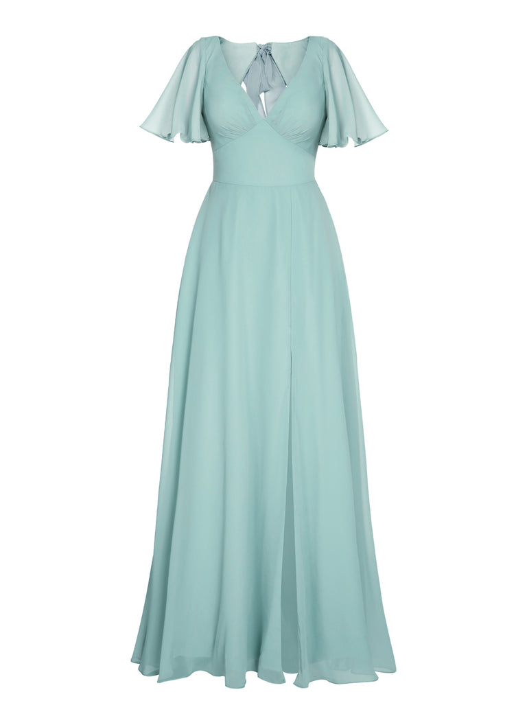 1950s Chiffon V-Neck Solid Vintage Dress: timeless style reimagined