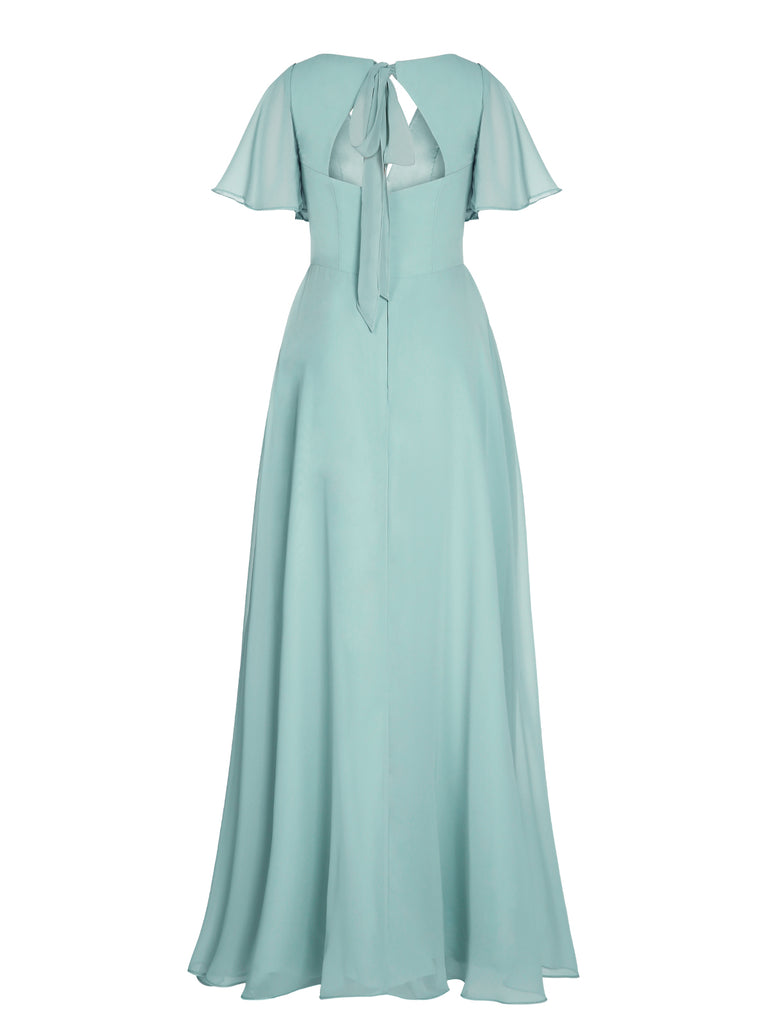 1950s Chiffon V-Neck Solid Vintage Dress — vintage elegance for the modern woman