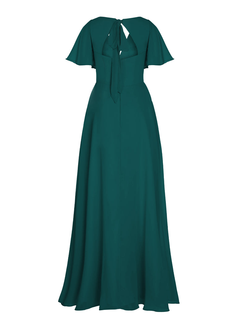 1950s Chiffon V-Neck Solid Vintage Dress — vintage elegance for the modern woman