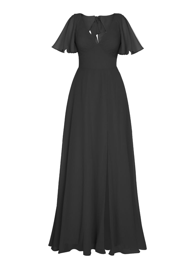 1950s Chiffon V-Neck Solid Vintage Dress: timeless style reimagined
