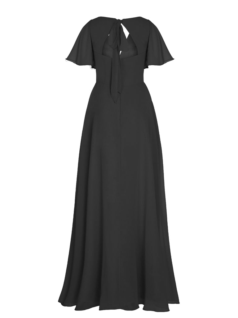 1950s Chiffon V-Neck Solid Vintage Dress — vintage elegance for the modern woman