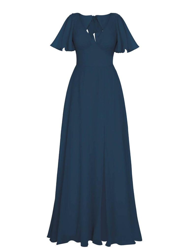 1950s Chiffon V-Neck Solid Vintage Dress: timeless style reimagined