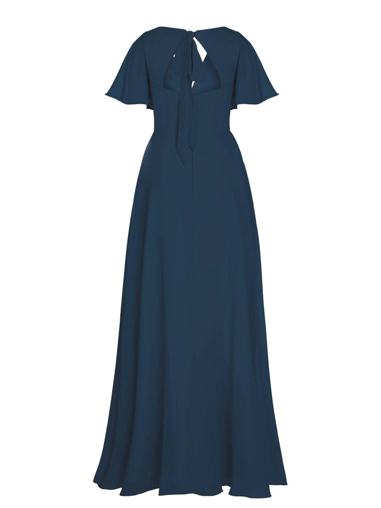1950s Chiffon V-Neck Solid Vintage Dress — vintage elegance for the modern woman