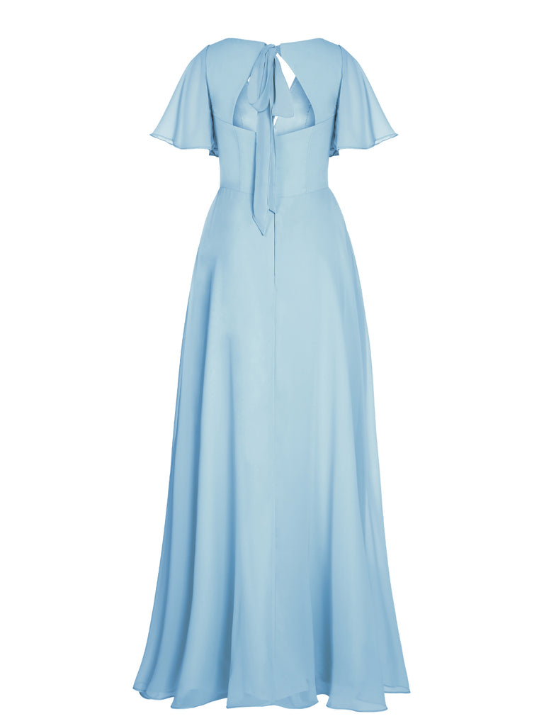 1950s Chiffon V-Neck Solid Vintage Dress — vintage elegance for the modern woman