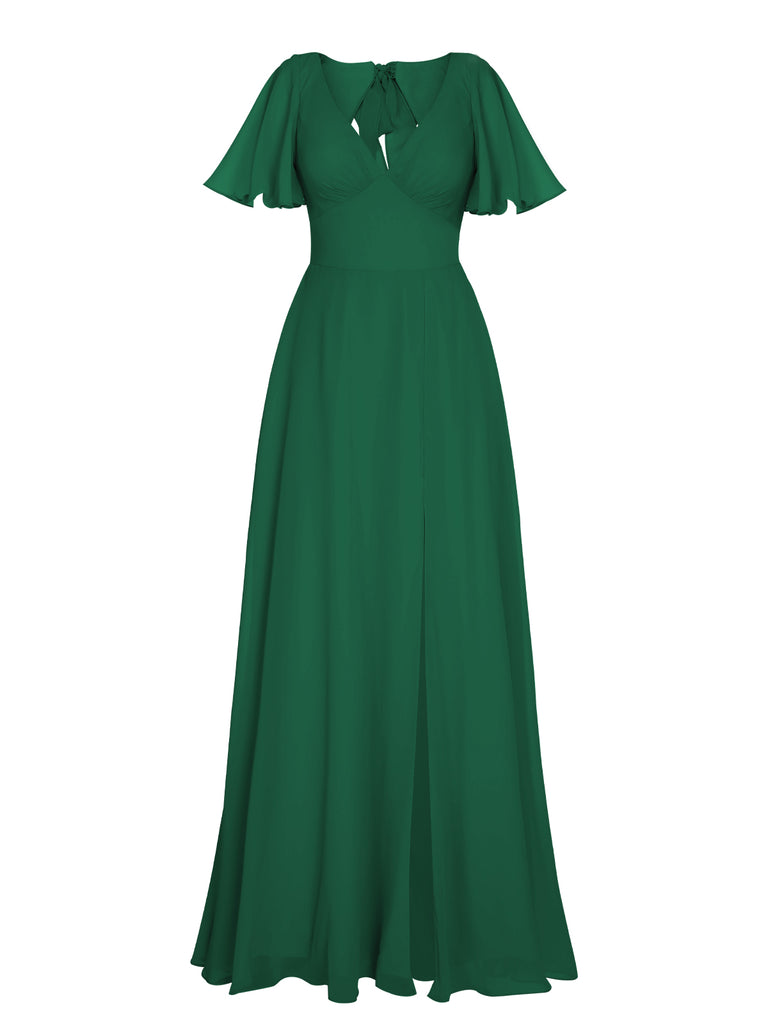 1950s Chiffon V-Neck Solid Vintage Dress: timeless style reimagined