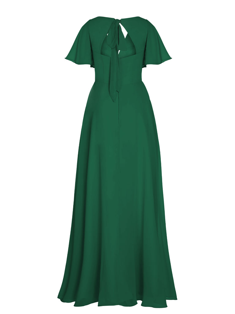 1950s Chiffon V-Neck Solid Vintage Dress — vintage elegance for the modern woman
